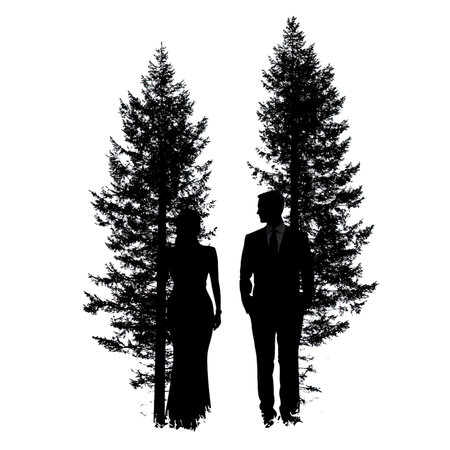 Vector silhouette of a couple on a white background. Symbol of love.の写真素材