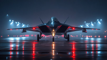 Fighter jet fighter on the runway. 3d rendering image.