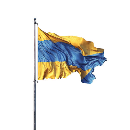 National flag waving in the wind isolated on white background.の写真素材