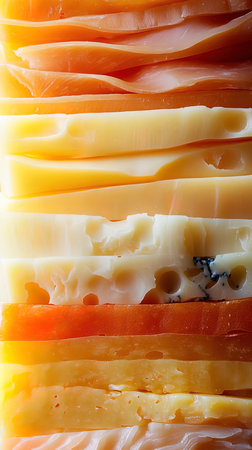 Pieces of different types of cheese. Shallow dof.の写真素材