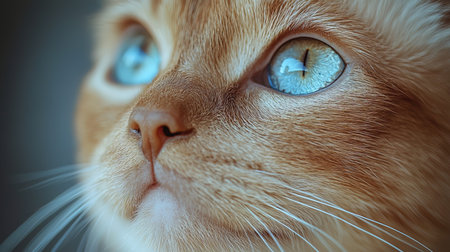 Portrait of a red cat with blue eyes close-up.の写真素材