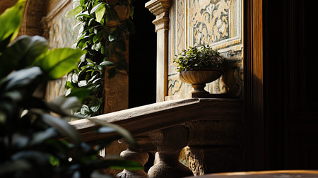 Interior of a medieval castle, detail of the interior of the castle