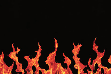 Fire flames isolated on black background. Abstract fire flames texture for your design.