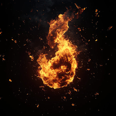 Fire flames isolated on black background. 3d rendering - Illustration