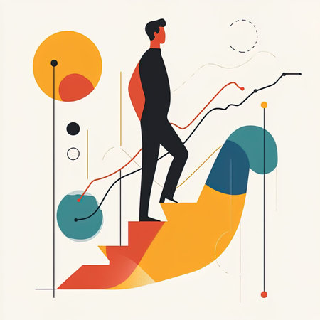 Businessman climbing up the stairs. Business success concept. Vector illustration.の写真素材