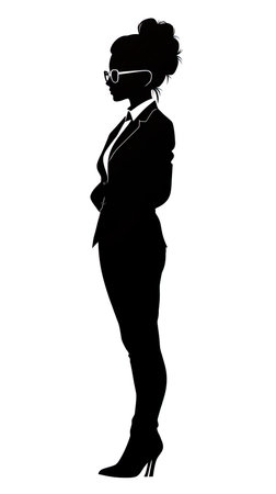 Vector silhouette of a business woman in a suit on a white backgroundの写真素材