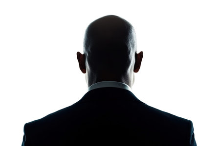Silhouette of a man in a business suit on a white backgroundの写真素材