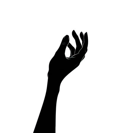 Black silhouette of female hand isolated on white background. Vector illustration.の写真素材