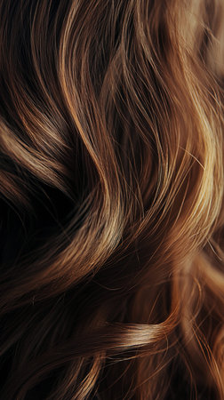 Curly brown hair as a background. Close-up, selective focus.