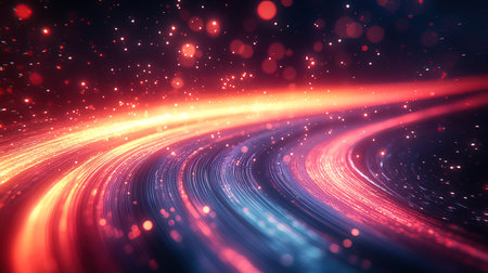 abstract technology background, glowing lines with bokeh effect, 3d render