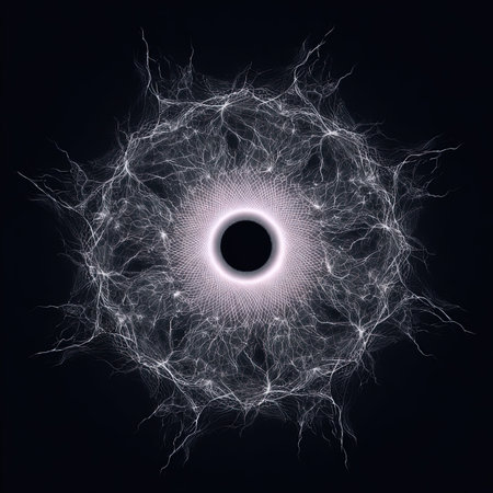 Abstract fractal with crossing circles and ovals. Disco lights. Motion illustration.の写真素材