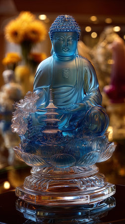 Buddha statue in chinese temple, closeup of photoの写真素材