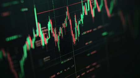 Financial data on monitor which including of Market Analyze. Bar graphs, Diagrams, financial...
