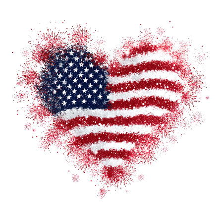 American flag painted in the shape of a heart. Vector illustration.の写真素材