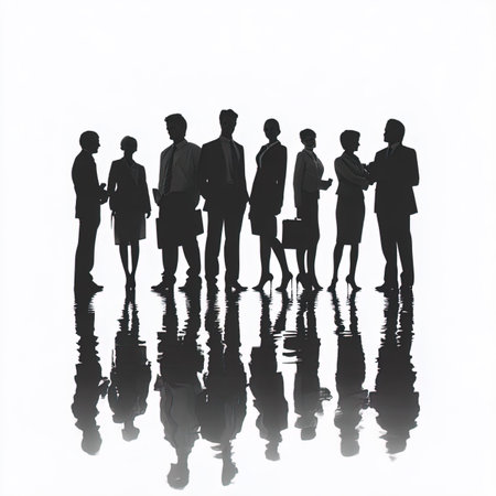 Silhouettes of Business People Meeting Teamwork Professional Occupation Concept
