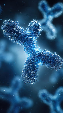 3D illustration of a DNA molecule isolated on a dark blue background