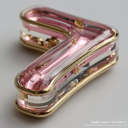pink metal bracelet on a gray background. close-up.