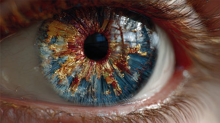 Macro shot of human eye with multicolor iris.