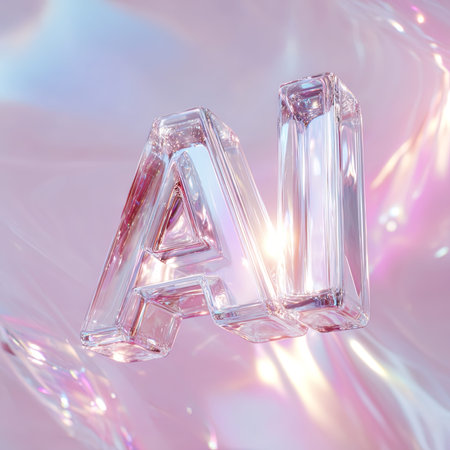 alphabet made of ice on a pink background. 3d illustrationの写真素材
