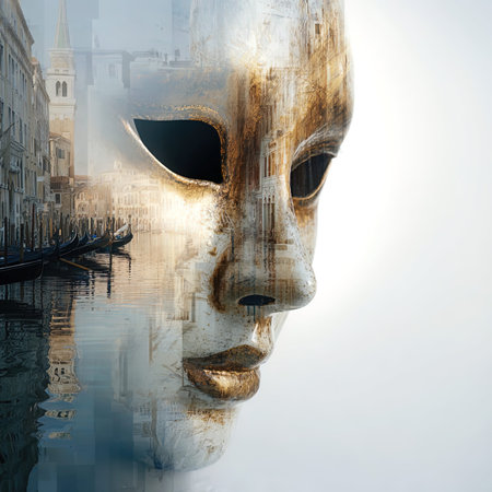 Venetian mask in Venice, Italy. 3D Renderingの写真素材