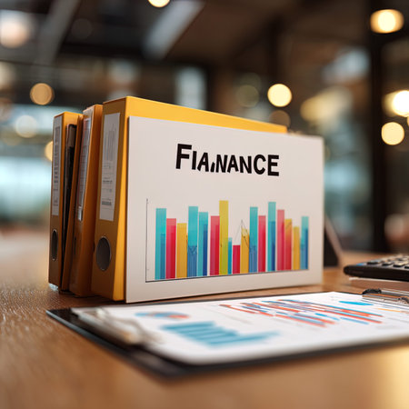 Folder with FINANCIAL inscription on the table. Business and finance concept.の写真素材