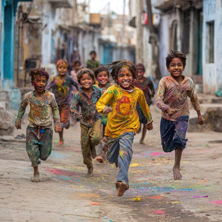 Unidentified kids playing holiの写真素材