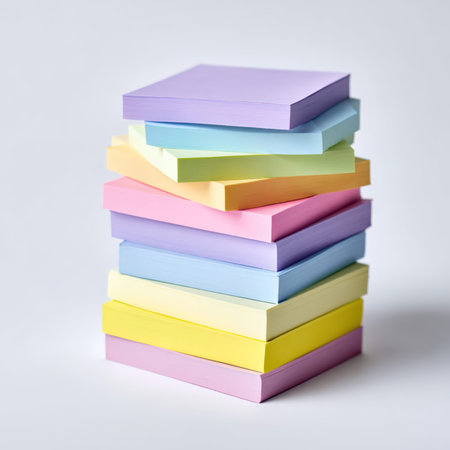 Stack of colorful books on white background.の写真素材