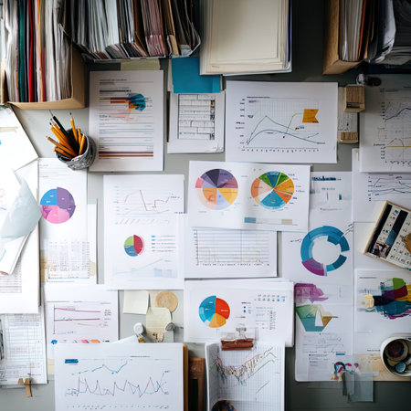 Business data charts and graphs on office table. Business financial accounting concept.の写真素材