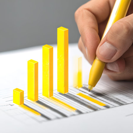 Businessman analyzing investment charts with a ballpoint pen. Accounting concept