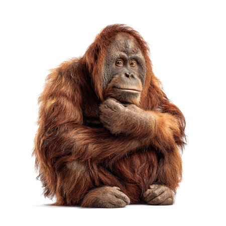 Orangutan sitting isolated on white background. 3D illustration.の写真素材