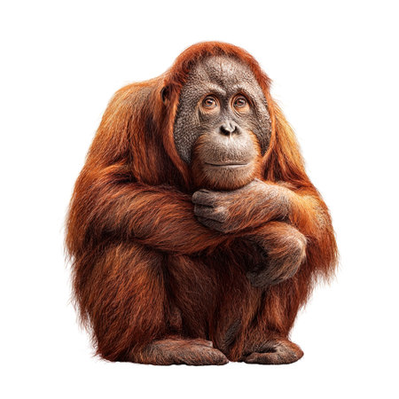 3D rendering of an orangutan ape isolated on white backgroundの写真素材