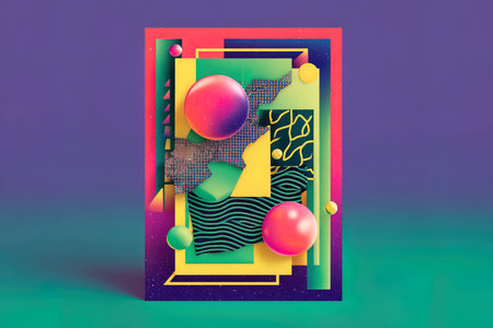 Retro 80s-90s abstract geometric design. 3d illustration