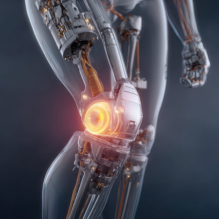 3D rendering of a male robot with a glowing light bulb in his handの写真素材