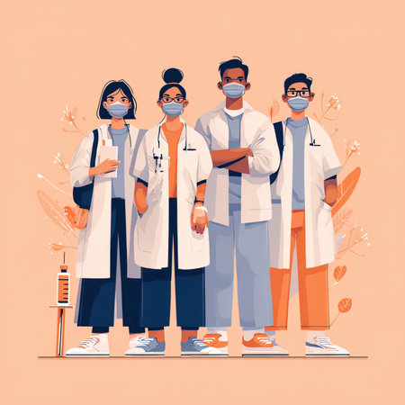 Medical team of doctors, nurses and surgeon. Vector illustration in flat styleの写真素材