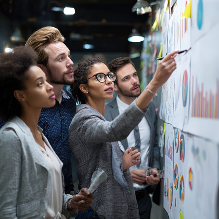 Group of multiethnic business people brainstorming together in creative officeの写真素材