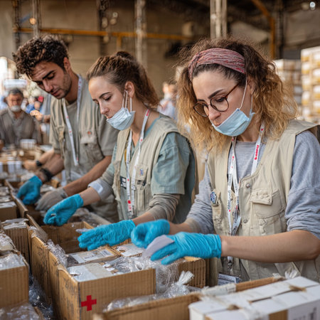 Workers are working in a warehouse in Milan.