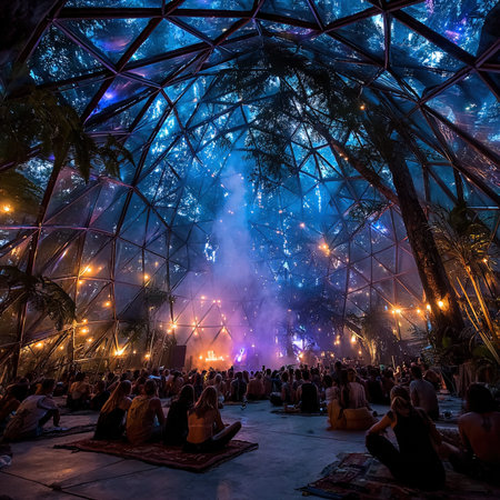 Unidentified people gather in front of the grand opening of a festival in Bangkok, Thailandの写真素材