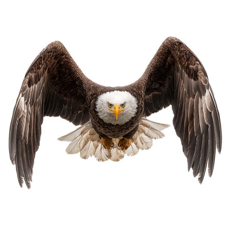 Bald Eagle isolated on white background. Clipping path included.の写真素材