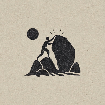 Man climbing on rock. Man climbing on stone. Vector illustration.の写真素材