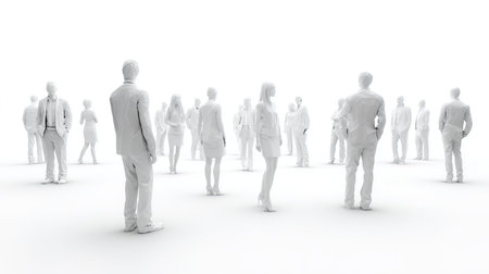3d rendering of a group of business people standing in a rowの写真素材