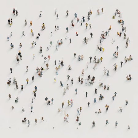Large group of people in the form of a circle on white background.の写真素材