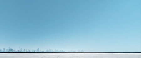 Empty square floor and modern city skyline panorama with blue sky background.の写真素材