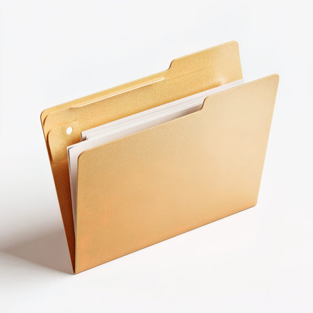 Golden folder isolated on white background. 3d render. File format.