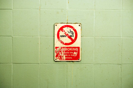 No smoking sign attached to a wallの写真素材