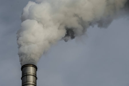 Modern factory releasing fumesの写真素材