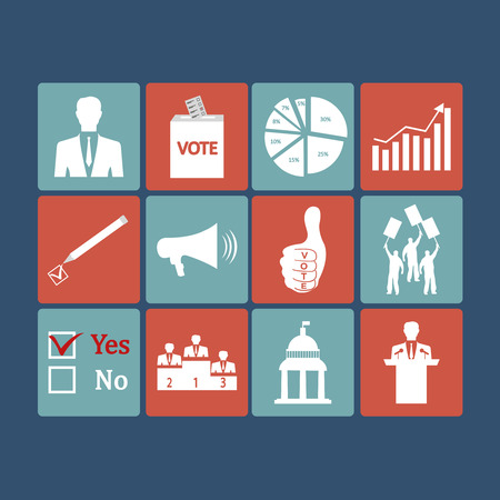 Politics, Voting and elections icons - vector icon set. Vector Illustrationのイラスト素材