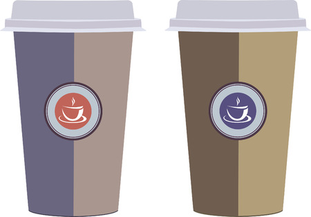 Coffee cups, Isolated on a white background. Vector Illustrationのイラスト素材
