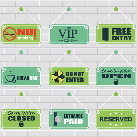 set signs against the background of a brickのイラスト素材