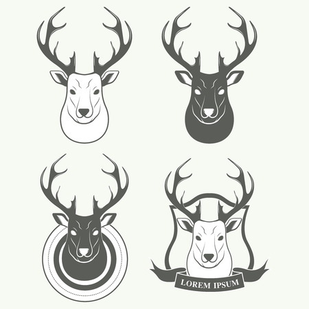 Deer silhouette standing on white background. Vector logo Illustrationのイラスト素材