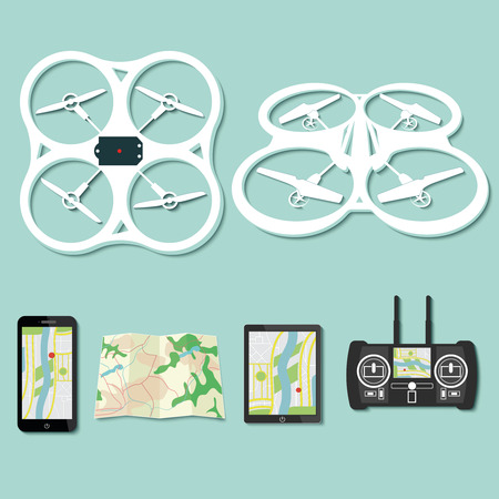 Set of aerial drone footage emblems. 